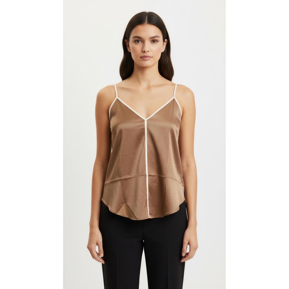 Express Classic Fit Cami Bronze Satin V-Neck Adjustable Strap Tank Top XS NEW